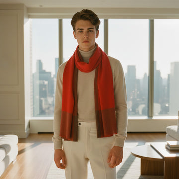 Élégance Subtile – Pashmina à Bordure Ton sur Ton Fait Main par Maison Élégance