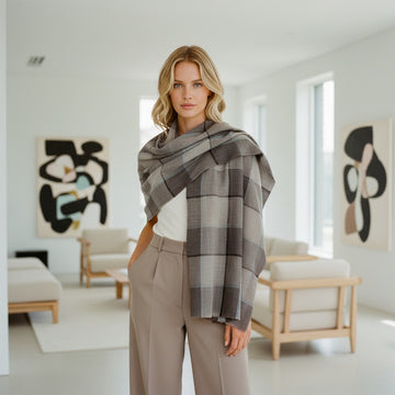 Carré d’Élégance – Pashmina à Carreaux Fait Main par Maison Élégance