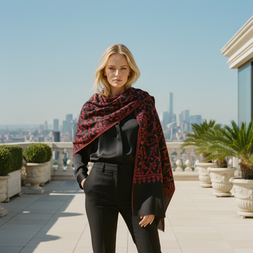 Noir Royale – Pashmina Exclusif Fait Main par Maison Élégance